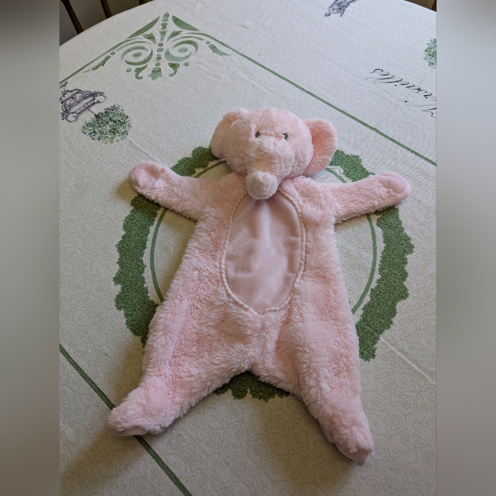 Plush Pink Elephant Toy. Flattie. Security Toy With Rattle And Crinkle. EUC.